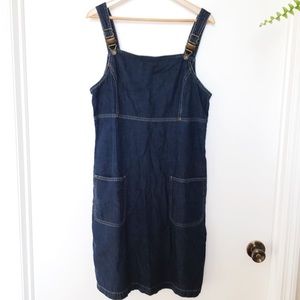{ Vintage } Denim Overall Sleeveless Bodycon Dress